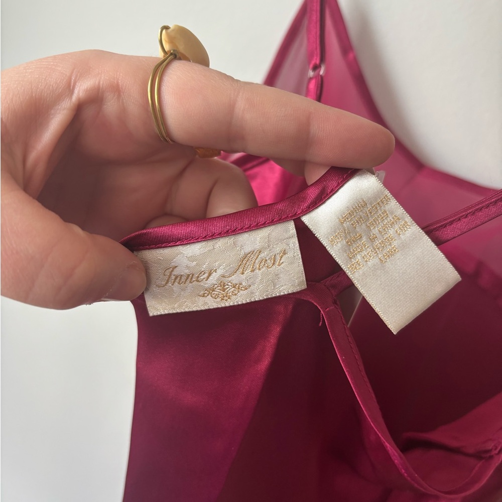 Satin Slip Dress in Deep Berry - Picture 4 of 4